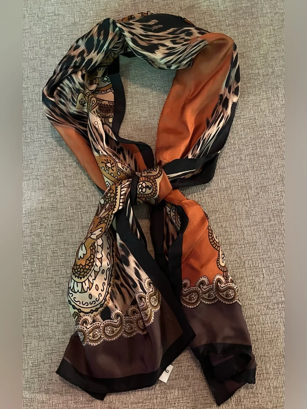 Adrienne Landau Studio 100% silk fall scarf animal print 11x53 rectangle